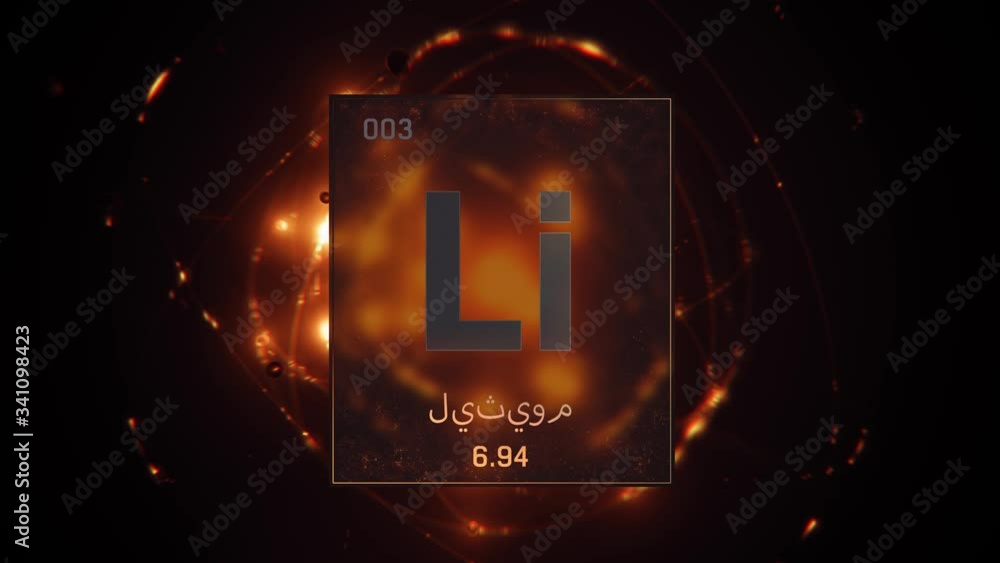 Element Number 3 Lithium as Element 3 of the Periodic Table. Seamlessly looping 3D ...