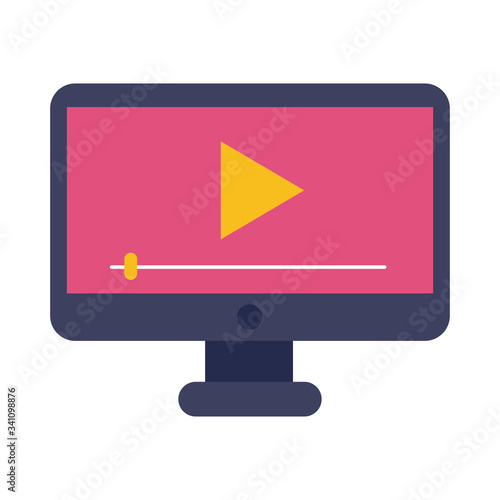 desktop with media player online education flat style