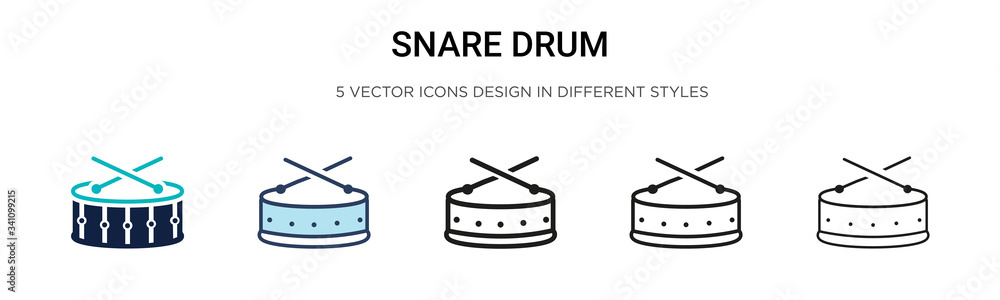 Snare drum icon in filled, thin line, outline and stroke style. Vector ...