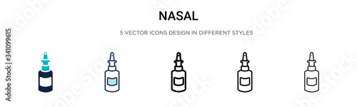 Nasal icon in filled, thin line, outline and stroke style. Vector illustration of two colored and black nasal vector icons designs can be used for mobile, ui,