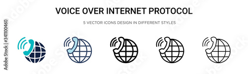 Voice over internet protocol icon in filled, thin line, outline and stroke style. Vector illustration of two colored and black voice over internet protocol vector icons designs can be used for