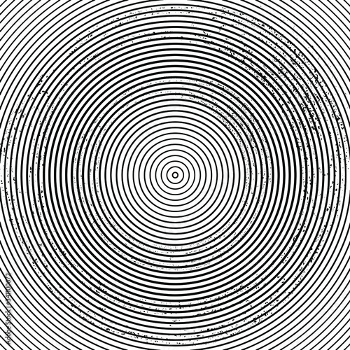Abstract concentric lines, halftone lines pattern, modern stylish texture, black and white vector illustration.