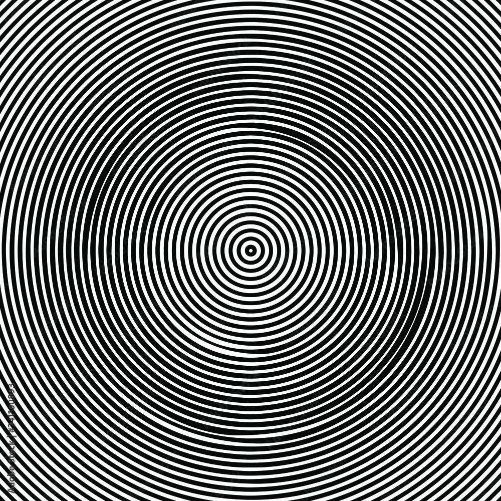 Concentric halftone lines pattern, modern stylish texture, black and white vector illustration.