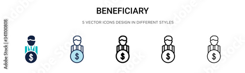 Beneficiary icon in filled, thin line, outline and stroke style. Vector illustration of two colored and black beneficiary vector icons designs can be used for mobile, ui,