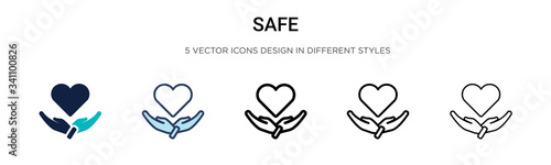 Safe icon in filled, thin line, outline and stroke style. Vector illustration of two colored and black safe vector icons designs can be used for mobile, ui, photo