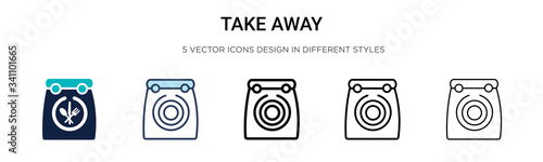 Take away icon in filled, thin line, outline and stroke style. Vector illustration of two colored and black take away vector icons designs can be used for mobile, ui,