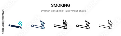 Smoking icon in filled, thin line, outline and stroke style. Vector illustration of two colored and black smoking vector icons designs can be used for mobile, ui,