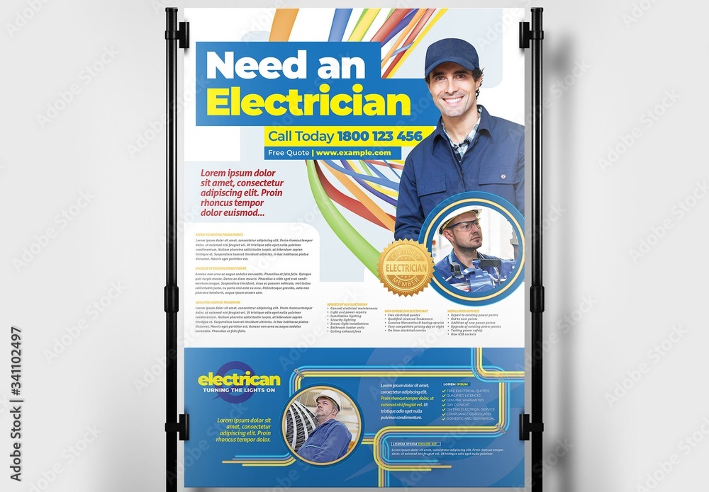 Electrician Poster Layout Stock Template | Adobe Stock