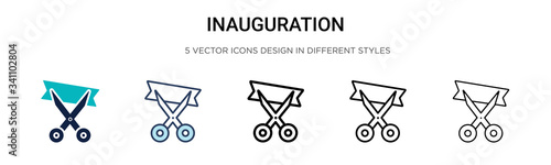 Inauguration icon in filled, thin line, outline and stroke style. Vector illustration of two colored and black inauguration vector icons designs can be used for mobile, ui,
