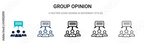 Group opinion icon in filled, thin line, outline and stroke style. Vector illustration of two colored and black group opinion vector icons designs can be used for mobile, ui,