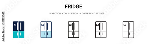 Fridge icon in filled, thin line, outline and stroke style. Vector illustration of two colored and black fridge vector icons designs can be used for mobile, ui,