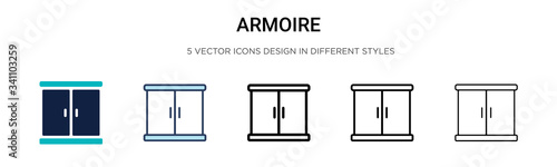 Armoire icon in filled, thin line, outline and stroke style. Vector illustration of two colored and black armoire vector icons designs can be used for mobile, ui,