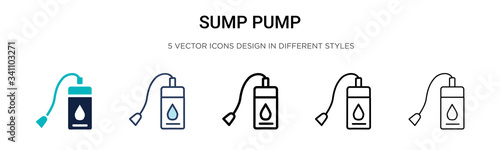 Sump pump icon in filled, thin line, outline and stroke style. Vector illustration of two colored and black sump pump vector icons designs can be used for mobile, ui,