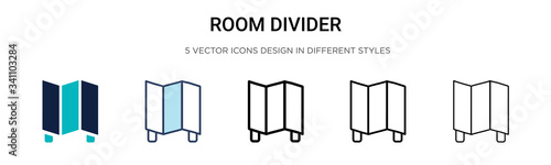 Room divider icon in filled, thin line, outline and stroke style. Vector illustration of two colored and black room divider vector icons designs can be used for mobile, ui,
