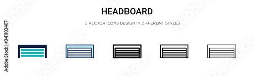 Headboard icon in filled, thin line, outline and stroke style. Vector illustration of two colored and black headboard vector icons designs can be used for mobile, ui,