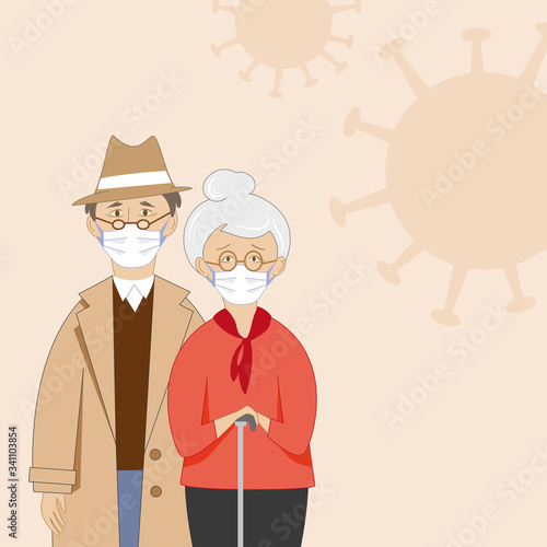 Elderly people wearing facemasks aginst coronavirus