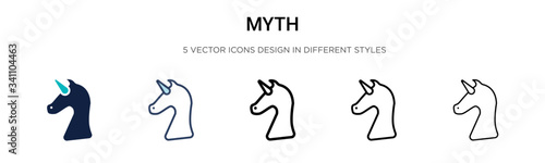 Myth icon in filled, thin line, outline and stroke style. Vector illustration of two colored and black myth vector icons designs can be used for mobile, ui,