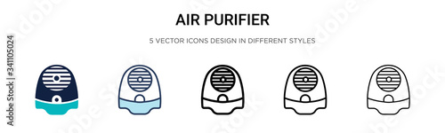 Air purifier icon in filled, thin line, outline and stroke style. Vector illustration of two colored and black air purifier vector icons designs can be used for mobile, ui,