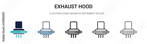 Exhaust hood icon in filled, thin line, outline and stroke style. Vector illustration of two colored and black exhaust hood vector icons designs can be used for mobile, ui,