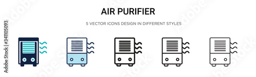 Air purifier icon in filled, thin line, outline and stroke style. Vector illustration of two colored and black air purifier vector icons designs can be used for mobile, ui,
