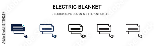 Electric blanket icon in filled, thin line, outline and stroke style. Vector illustration of two colored and black electric blanket vector icons designs can be used for mobile, ui,