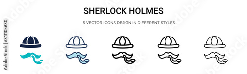 Sherlock holmes icon in filled, thin line, outline and stroke style. Vector illustration of two colored and black sherlock holmes vector icons designs can be used for mobile, ui,