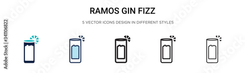 Ramos gin fizz icon in filled, thin line, outline and stroke style. Vector illustration of two colored and black ramos gin fizz vector icons designs can be used for mobile, ui,