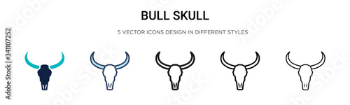 Bull skull icon in filled  thin line  outline and stroke style. Vector illustration of two colored and black bull skull vector icons designs can be used for mobile  ui 
