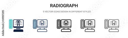 Radiograph icon in filled, thin line, outline and stroke style. Vector illustration of two colored and black radiograph vector icons designs can be used for mobile, ui,