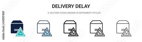 Delivery delay icon in filled, thin line, outline and stroke style. Vector illustration of two colored and black delivery delay vector icons designs can be used for mobile, ui,