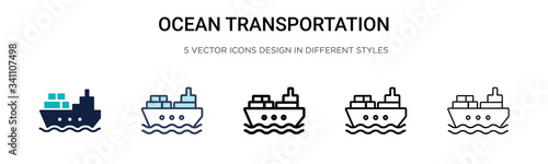 Fényképezés Ocean transportation icon in filled, thin line, outline and stroke style