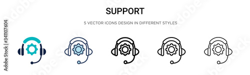 Support icon in filled, thin line, outline and stroke style. Vector illustration of two colored and black support vector icons designs can be used for mobile, ui,