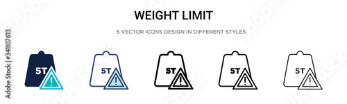 Weight limit icon in filled, thin line, outline and stroke style. Vector illustration of two colored and black weight limit vector icons designs can be used for mobile, ui,