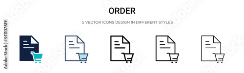 Order icon in filled, thin line, outline and stroke style. Vector illustration of two colored and black order vector icons designs can be used for mobile, ui,