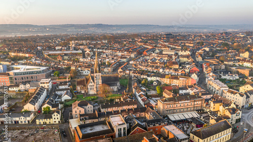 Amazing aerial view drone Cork City center Ireland Irish landmark downtown building  © Cristi