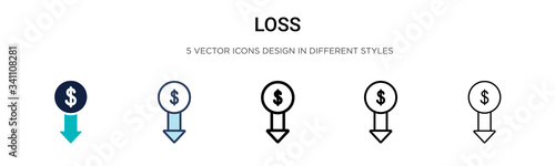 Loss icon in filled, thin line, outline and stroke style. Vector illustration of two colored and black loss vector icons designs can be used for mobile, ui,