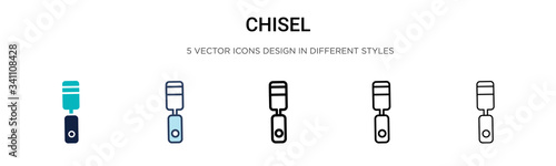 Chisel icon in filled, thin line, outline and stroke style. Vector illustration of two colored and black chisel vector icons designs can be used for mobile, ui,