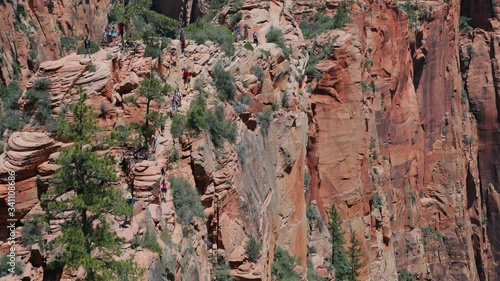 A canyon in Zion National Park. The Narrows in the background