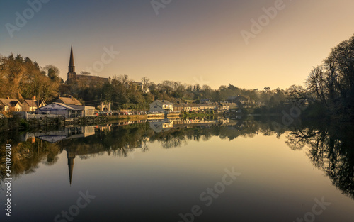 Glanmire Village Cork Ireland beautiful view autumn orange leaves river reflection 