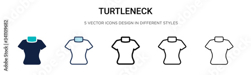 Turtleneck icon in filled, thin line, outline and stroke style. Vector illustration of two colored and black turtleneck vector icons designs can be used for mobile, ui,