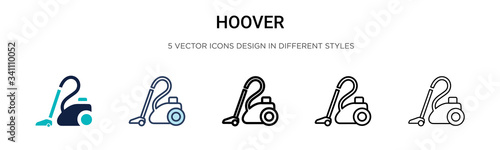 Hoover icon in filled, thin line, outline and stroke style. Vector illustration of two colored and black hoover vector icons designs can be used for mobile, ui,