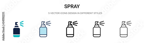 Spray icon in filled, thin line, outline and stroke style. Vector illustration of two colored and black spray vector icons designs can be used for mobile, ui,