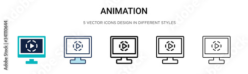 Animation icon in filled, thin line, outline and stroke style. Vector illustration of two colored and black animation vector icons designs can be used for mobile, ui,