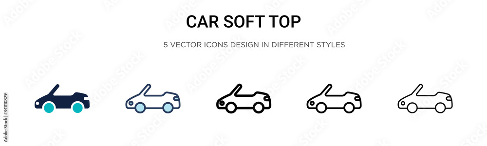 Car soft top icon in filled, thin line, outline and stroke style. Vector illustration of two colored and black car soft top vector icons designs can be used for mobile, ui,