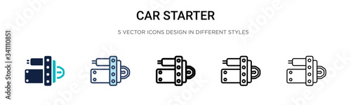 Car starter icon in filled, thin line, outline and stroke style. Vector illustration of two colored and black car starter vector icons designs can be used for mobile, ui,