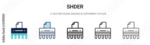 Shredder icon in filled, thin line, outline and stroke style. Vector illustration of two colored and black shredder vector icons designs can be used for mobile, ui,