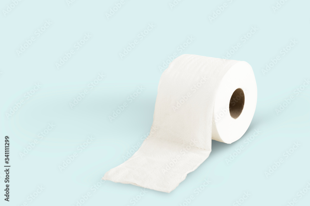 Toilet paper on a blue background