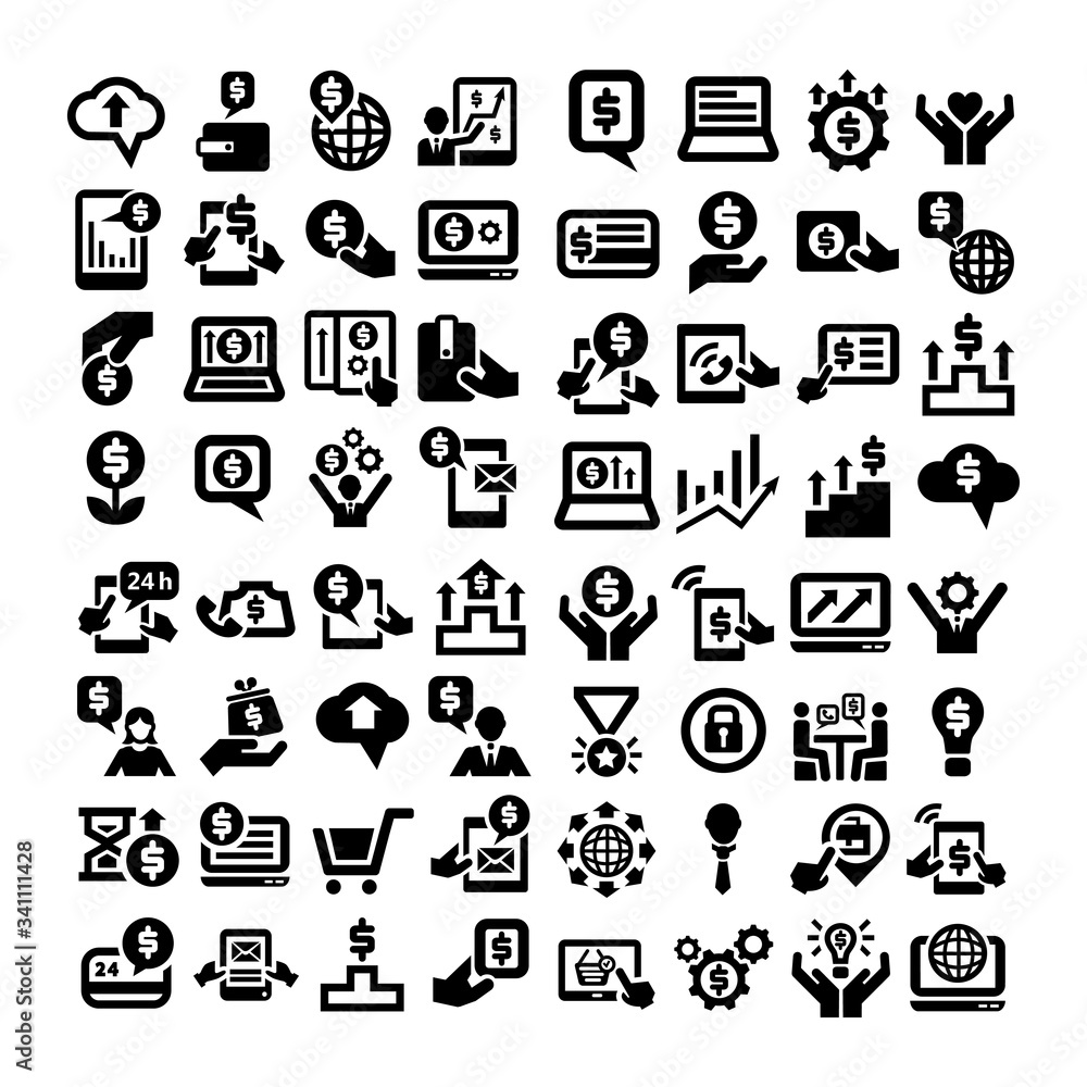 Business icons big set. Vector icons set for business, management, finance, strategy and marketing Business icons big set. Vector icons set for business, management, finance, strategy and marketing