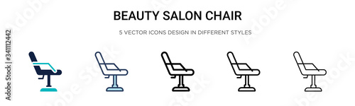 Beauty salon chair icon in filled, thin line, outline and stroke style. Vector illustration of two colored and black beauty salon chair vector icons designs can be used for mobile, ui,
