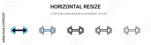 Horizontal resize icon in filled, thin line, outline and stroke style. Vector illustration of two colored and black horizontal resize vector icons designs can be used for mobile, ui,
